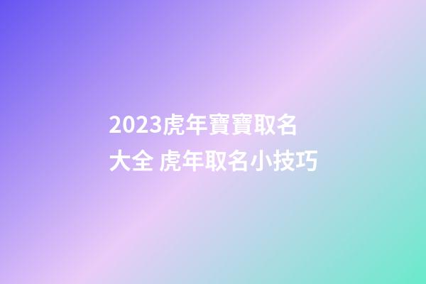 2023虎年寶寶取名大全 虎年取名小技巧